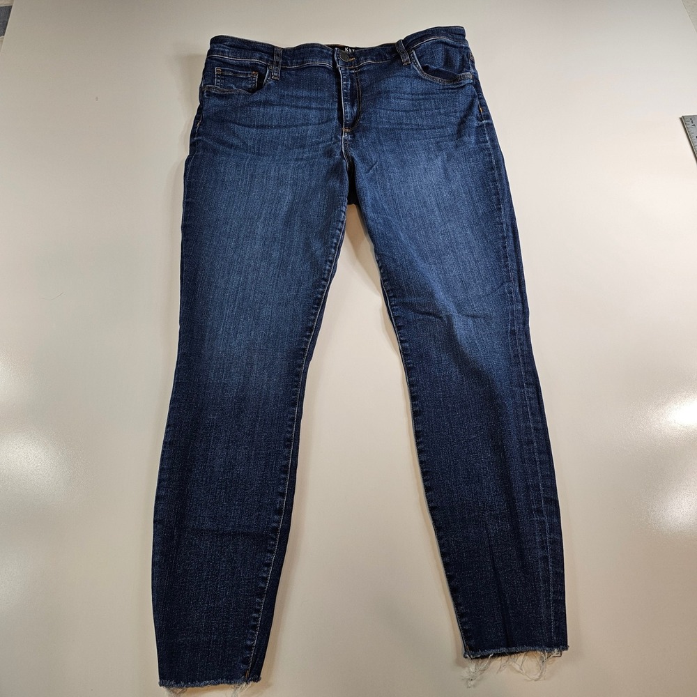 KUT from the Kloth Connie Ankle Skinny Jeans Womens Sz 18 Blue Distressed Raw